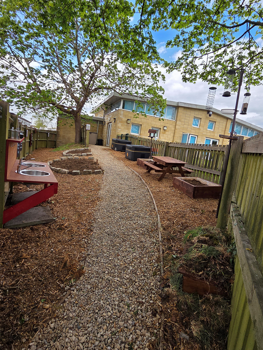 A view of the completed garden area.